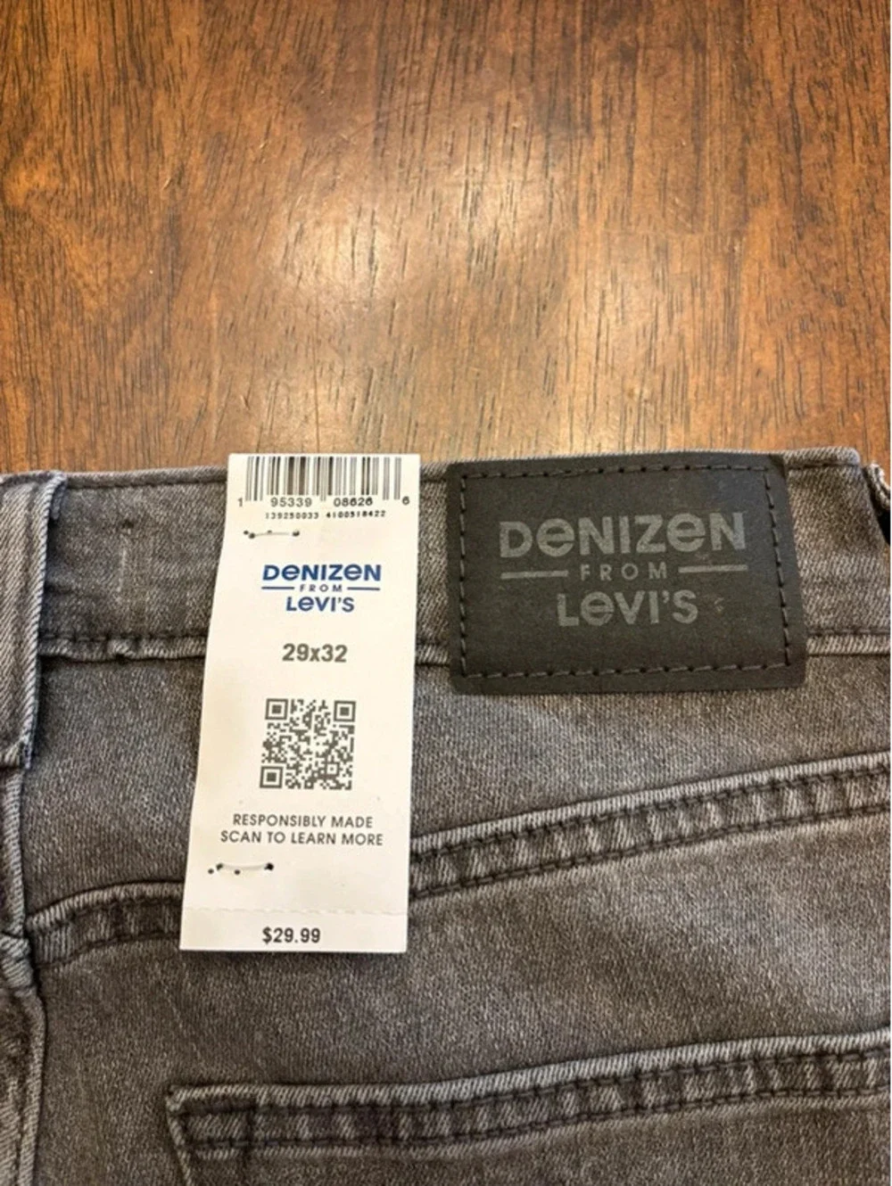 Denizen From Levi’s 288 Skinny Jeans Gray Wash Super Flex Mens 29x32 NWT